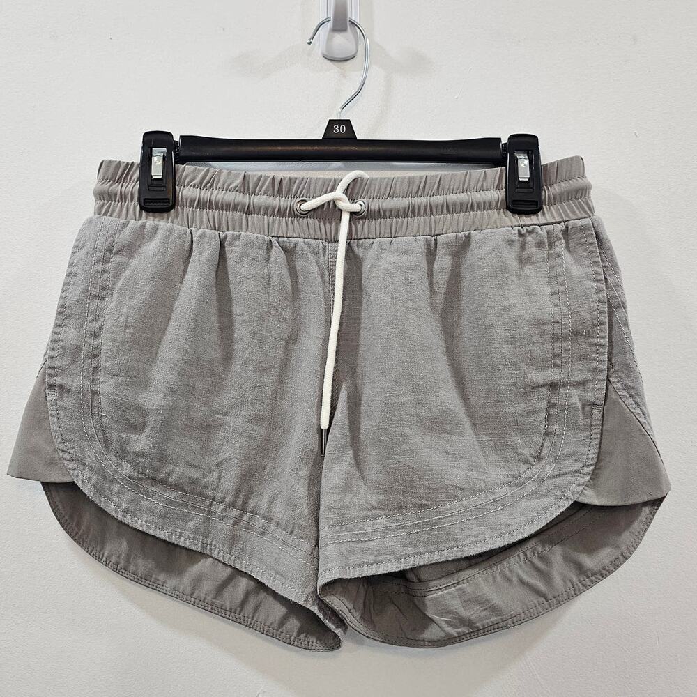 Athleta Bali Linen Shorts Silver Gray Women 2 Pockets Drawstring outdoor beach